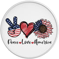 PATRIOTIC PEACE LOVE AMERICA WHITE TIRE COVER