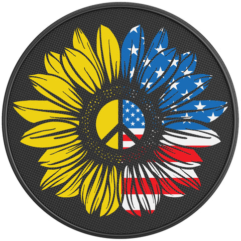 PATRIOTIC SUNFLOWER PEARL  WHITE CARBON FIBER TIRE COVER