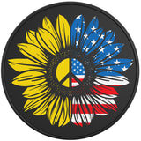 PATRIOTIC SUNFLOWER BLACK TIRE COVER