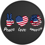 PEACE LOVE AMERICA BLACK TIRE COVER