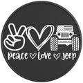 PEACE LOVE JEEP PEARL  WHITE CARBON FIBER TIRE COVER
