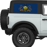 PENNSYLVANIA STATE FLAG QUARTER WINDOW DECAL FITS 2021+ FORD BRONCO 2 DOOR HARD TOP
