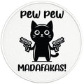 PEW PEW MADAFAKAS FUNNY CAT PEARL  WHITE CARBON FIBER TIRE COVER