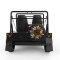 PINK AND BLUE LEOPARD SUNFLOWER BLACK TIRE COVER FOR MOKE