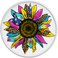 PINK AND BLUE LEOPARD SUNFLOWER WHITE TIRE COVER