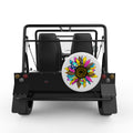 PINK AND BLUE LEOPARD SUNFLOWER WHITE CARBON FIBER TIRE COVER FOR MOKE