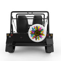 PINK AND BLUE LEOPARD SUNFLOWER WHITE TIRE COVER FOR MOKE