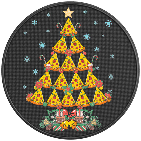 PIZZA CHRISTMAS TREE PEARL  WHITE CARBON FIBER TIRE COVER