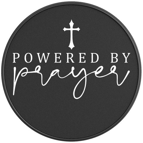 POWERED BY PRAYER BLACK CARBON FIBER TIRE COVER