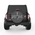 POWERED BY PRAYER BLACK CARBON FIBER TIRE COVER