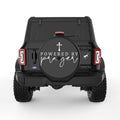 POWERED BY PRAYER BLACK TIRE COVER