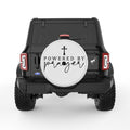 POWERED BY PRAYER PEARL  WHITE CARBON FIBER TIRE COVER
