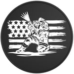 PROUD FIREFIGHTER FLAG BLACK TIRE COVER