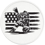 PROUD FIREFIGHTER FLAG PEARL  WHITE CARBON FIBER TIRE COVER