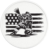 PROUD FIREFIGHTER FLAG PEARL  WHITE CARBON FIBER TIRE COVER