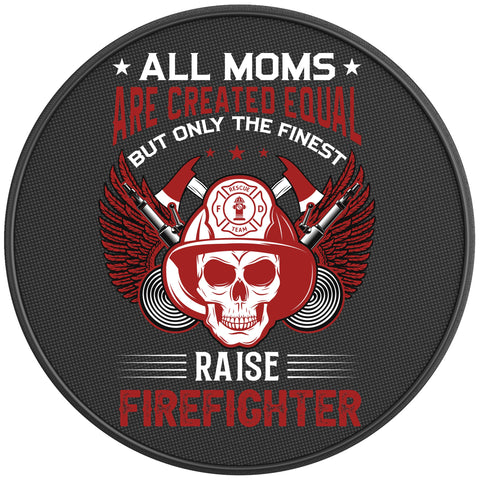 PROUD FIREFIGHTER MOM PEARL  WHITE CARBON FIBER TIRE COVER