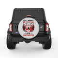 PROUD FIREFIGHTER MOM SILVER CARBON FIBER TIRE COVER