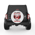 PROUD FIREFIGHTER MOM PEARL  WHITE CARBON FIBER TIRE COVER
