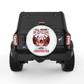PROUD FIREFIGHTER MOM WHITE TIRE COVER