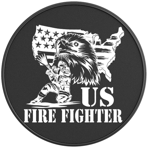 PROUD US FIREFIGHTER BLACK CARBON FIBER TIRE COVER