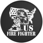 PROUD US FIREFIGHTER BLACK TIRE COVER