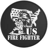 PROUD US FIREFIGHTER BLACK TIRE COVER