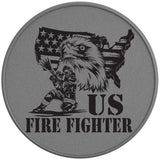 PROUD US FIREFIGHTER SILVER CARBON FIBER TIRE COVER