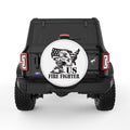 PROUD US FIREFIGHTER WHITE TIRE COVER