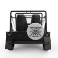 PROUD VETERAN SILVER CARBON FIBER TIRE COVER FOR MOKE
