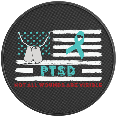 Ptsd Awareness PEARL  WHITE CARBON FIBER TIRE COVER