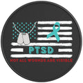 PTSD AWARENESS BLACK CARBON FIBER TIRE COVER