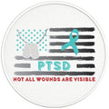PTSD AWARENESS PEARL  WHITE CARBON FIBER TIRE COVER