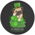 PUG PUPPY ST PATRICKS DAY PEARL  WHITE CARBON FIBER TIRE COVER