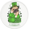 PUG PUPPY ST PATRICKS DAY PEARL  WHITE CARBON FIBER TIRE COVER