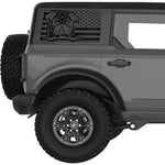 PUG US FLAG QUARTER WINDOW DECAL FITS 2021+ FORD BRONCO 4 DOOR HARD TOP