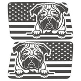 PUG US FLAG QUARTER WINDOW DRIVER & PASSENGER DECALS