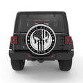 PUNISHER SKULL SILVER CARBON FIBER TIRE COVER