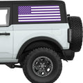 PURPLE AND WHITE AMERICAN FLAG QUARTER WINDOW DECAL FITS 2021+ FORD BRONCO 2 DOOR HARD TOP