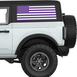 PURPLE AND WHITE AMERICAN FLAG QUARTER WINDOW DECAL FITS 2021+ FORD BRONCO 2 DOOR HARD TOP