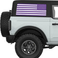 PURPLE AND WHITE AMERICAN FLAG QUARTER WINDOW DECAL FITS 2021+ FORD BRONCO 2 DOOR HARD TOP