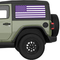PURPLE AND WHITE AMERICAN FLAG QUARTER WINDOW DECAL FITS 2018+ JEEP WRANGLER 2 DOOR HARD TOP JL