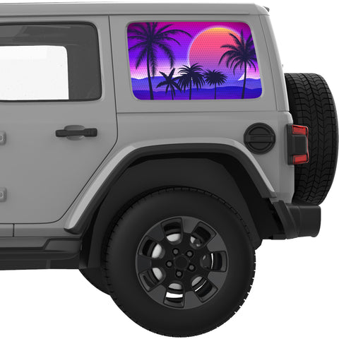 PURPLE BEACH SUNSET QUARTER WINDOW DECAL FITS 2018+ JEEP WRANGLER 4 DOOR HARD TOP JLU