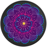 PURPLE FLOWER MANDALA BLACK TIRE COVER