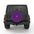 PURPLE FLOWER MANDALA PEARL  WHITE CARBON FIBER TIRE COVER