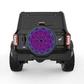 PURPLE FLOWER MANDALA BLACK CARBON FIBER TIRE COVER