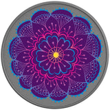 PURPLE FLOWER MANDALA SILVER CARBON FIBER TIRE COVER