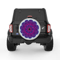 PURPLE FLOWER MANDALA SILVER CARBON FIBER TIRE COVER