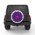 PURPLE FLOWER MANDALA BLACK TIRE COVER
