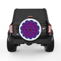 PURPLE FLOWER MANDALA WHITE TIRE COVER