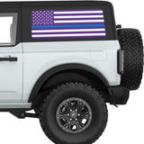 PURPLE WHITE WITH BLUE LINE AMERICAN FLAG QUARTER WINDOW DECAL FITS 2021+ FORD BRONCO 2 DOOR HARD TOP